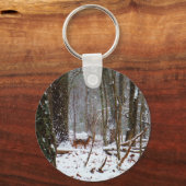 Deer in de sneeuwherfst sleutelhanger (Voorkant)