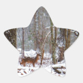 Deer in de sneeuwherfst ster sticker (Voorkant)