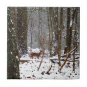 Deer in de sneeuwherfst tegeltje (Voorkant)