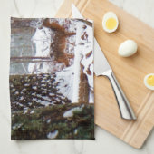 Deer in de sneeuwherfst theedoek (Quarter Fold)