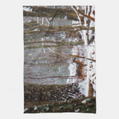 Deer in de sneeuwherfst theedoek (Verticaal)