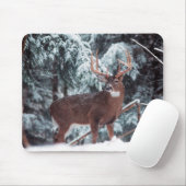 Deer in de sneeuwpop muismat (Met muis)