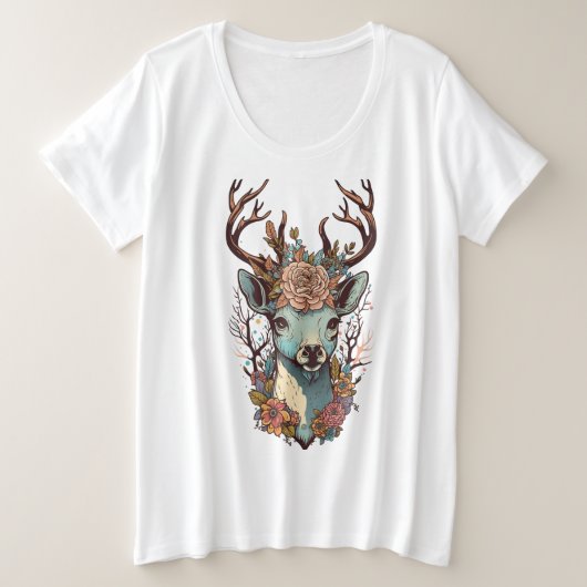 DEER IN DE STROOM GROTE MAAT T-SHIRT (Design voorkant)