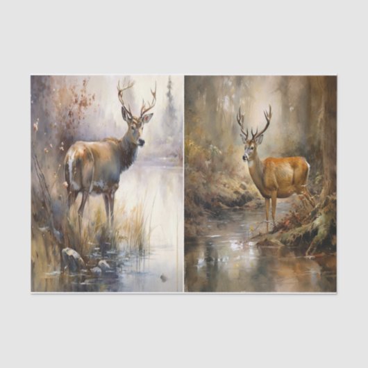 Deer in de Stroom Tissuepapier (Voorkant)