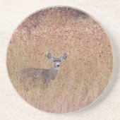 Deer in de weide zandsteen onderzetter (Voorkant)