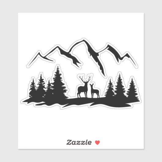 Deer in de Wilderness Sticker. Sticker (Vel)