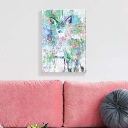Deer in de winter canvas afdruk (Insitu (Woonkamer))