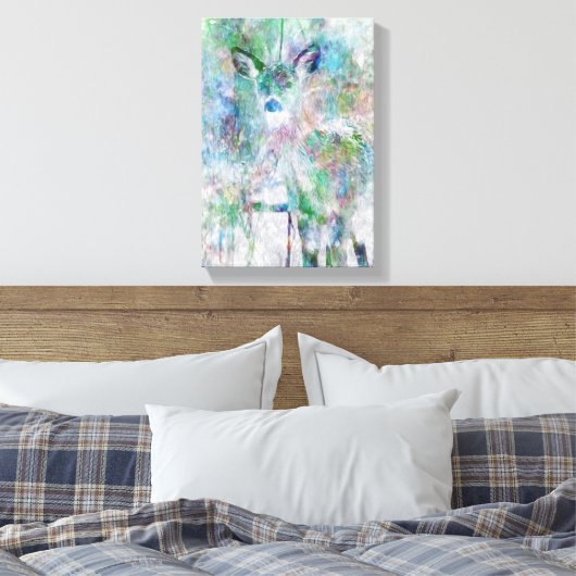 Deer in de winter canvas afdruk (Insitu (Slaapkamer))