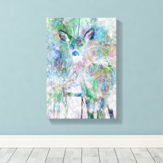Deer in de winter canvas afdruk (Insitu (Houten vloer))