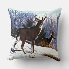 Deer in de winter kussen