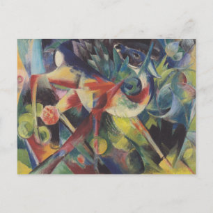 Deer in een bloemtuin van Franz Marc,  kunst Briefkaart