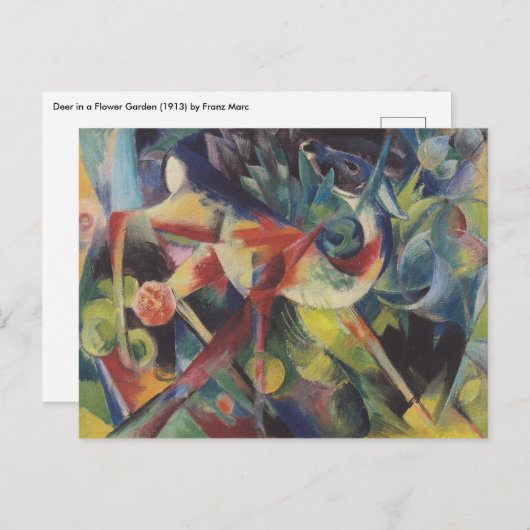 Deer in een bloemtuin van Franz Marc,  kunst Briefkaart (Voorkant / Achterkant)