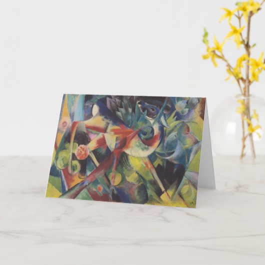 Deer in een bloemtuin van Franz Marc,  kunst Kaart (Gele Bloem)