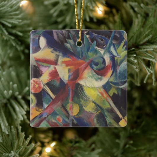 Deer in een bloemtuin van Franz Marc,  kunst Keramisch Ornament (Boom)