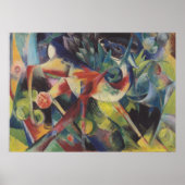 Deer in een bloemtuin van Franz Marc,  kunst Poster (Voorkant)