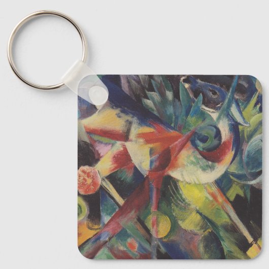 Deer in een bloemtuin van Franz Marc, kunst Sleutelhanger (Voorkant)