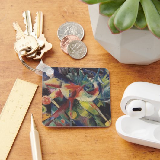 Deer in een bloemtuin van Franz Marc,  kunst Sleutelhanger (Bureau)