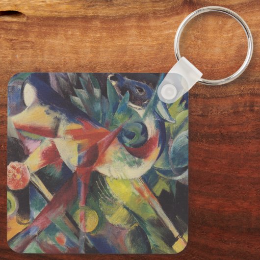 Deer in een bloemtuin van Franz Marc,  kunst Sleutelhanger (Achterkant)