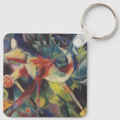 Deer in een bloemtuin van Franz Marc,  kunst Sleutelhanger (Achterkant)