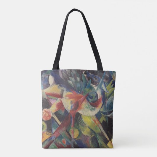 Deer in een bloemtuin van Franz Marc,  kunst Tote Bag (Achterkant)