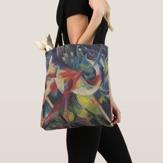 Deer in een bloemtuin van Franz Marc,  kunst Tote Bag (Dichtbij)