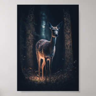 Deer in een Magisch Bos Poster