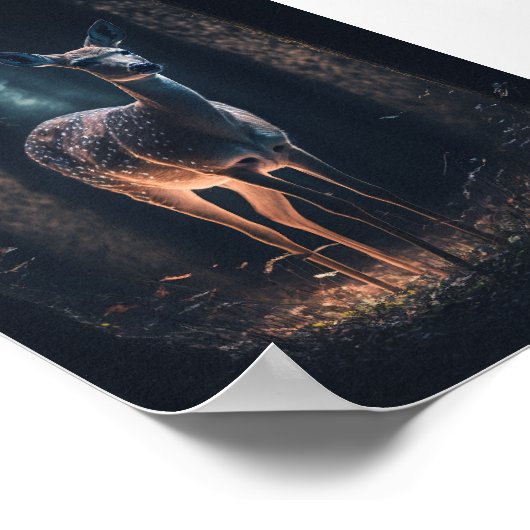 Deer in een Magisch Bos Poster (Hoek)