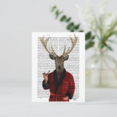 Deer in een rookjas briefkaart (Staand voorkant)