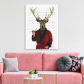 Deer in een rookjas canvas afdruk (Insitu (Woonkamer))