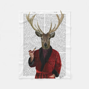 Deer in een rookjas fleece deken