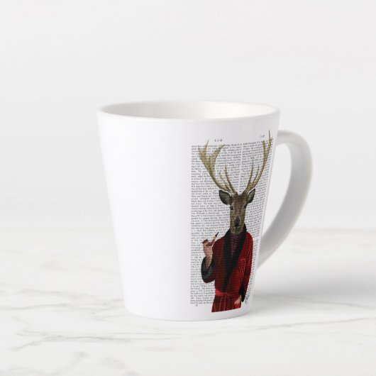 Deer in een rookjas latte mok (Rechterhoek)