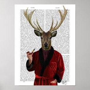 Deer in een rookjas poster