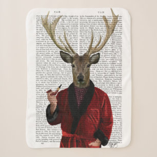 Deer in een rookjas sherpa deken