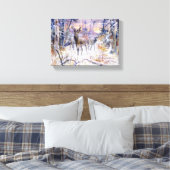Deer in een sneeuwbos (winterseizoen) canvas afdruk (Insitu (Slaapkamer))