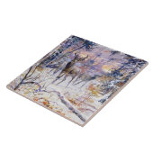 Deer in een sneeuwbos (winterseizoen) tegeltje (Zijkant)