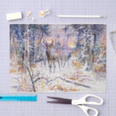 Deer in een sneeuwbos (winterseizoen) tissuepapier (Craft)