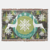 Deer in Evergreen Forest Holiday Throw Deken (Voorkant)