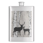 Deer in Foggy Birch Forest Custom Initialen Flask Flacon (Voorkant)