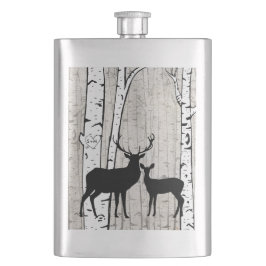 Deer in Foggy Birch Forest Custom Initialen Flask Flacon