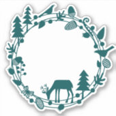 Deer in Forest Circle Sticker (Voorkant)