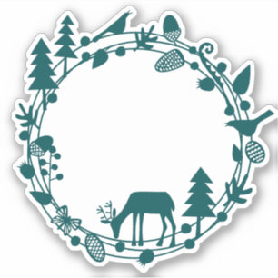 Deer in Forest Circle Sticker