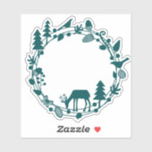 Deer in Forest Circle Sticker (Vel)