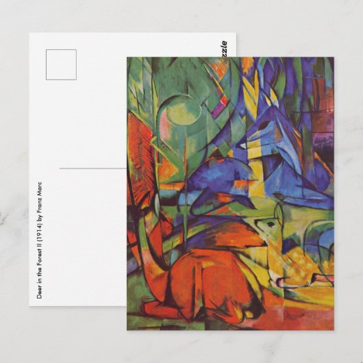 Deer in Forest II door Franz Marc,  kunst Briefkaart (Voorkant / Achterkant)