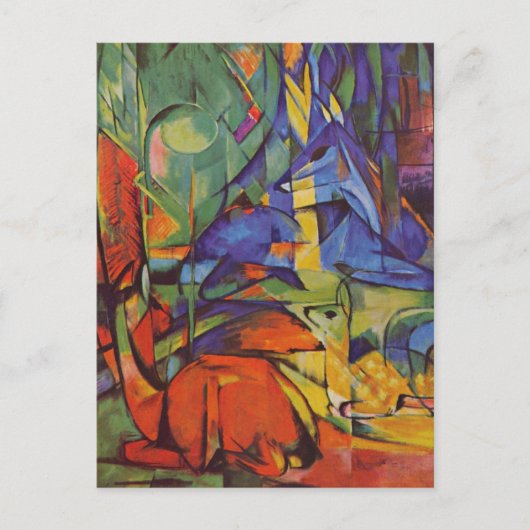 Deer in Forest II door Franz Marc,  kunst Briefkaart (Voorkant)