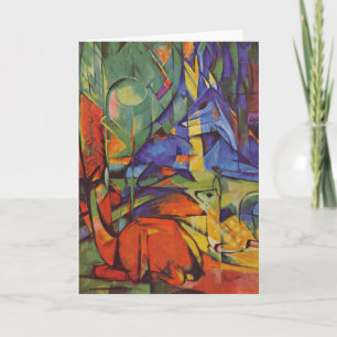 Deer in Forest II door Franz Marc,  kunst Kaart