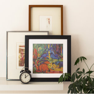 Deer in Forest II door Franz Marc,  kunst Poster