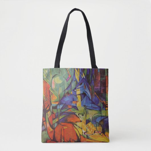 Deer in Forest II door Franz Marc,  kunst Tote Bag (Voorkant)
