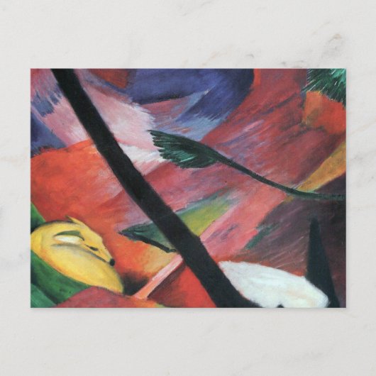 Deer in Forest II door Franz Marc; Reh im Walde Briefkaart (Voorkant)