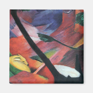 Deer in Forest II door Franz Marc; Reh im Walde Magneet