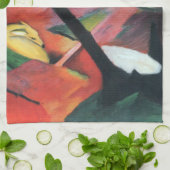 Deer in Forest II door Franz Marc; Reh im Walde Theedoek (Gevouwen)